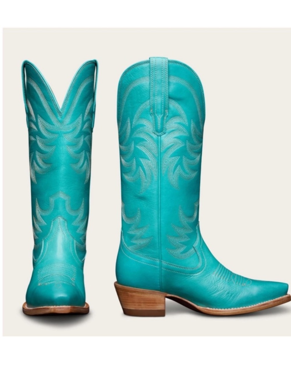 Tecovas The Annie Lagoon Turquoise Leather Cowboy Boots Western 7